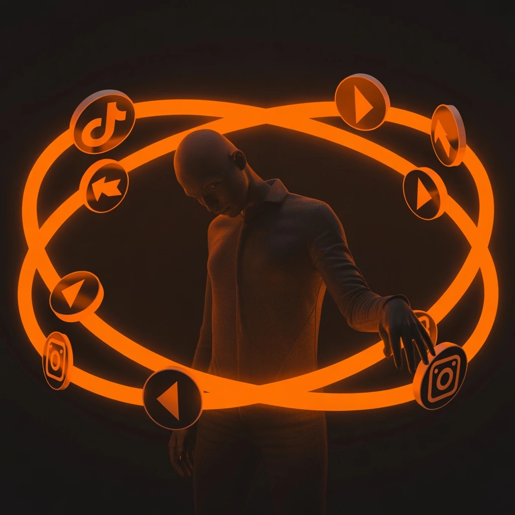 a man trapped in loop of social media